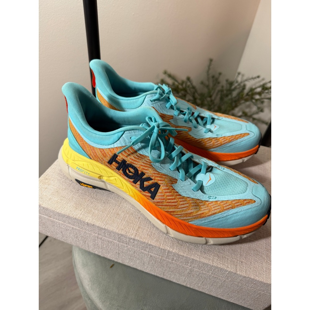 Hoka Mafate Speed 4 Mens 10 Orange Blue Trail Running Shoes Vibram Profly+